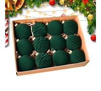 12 Pieces Breakable Shatterproof Decor Decoration | Velvet Christmas Balls | 2.3 Inch Velvet Christmas Balls Tree Decor For Winter Celebration Yard Farmhouse Living Room Party Outdoor Entryway