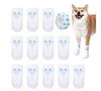 12 Pieces disposablee Dog Boots & Paw Protectors - Waterproof Dog Booties | Non-Woven Dog Boots Paw Protectors | Dog Paw Socks Protector with Adhesive Bandage for Small Medium Dogs
