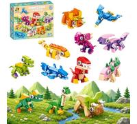 12 Pièces Mini Dinosaures Jouet de Construction, 3 IN 1 Mini Blocs de Construction Dinosaures, Cadeaux de Fête, pour les Enfants de 4 à 12 Ans, Filles et Garçons - Cadeaux de Pâques, Noël et Halloween