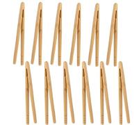 12 Pieza Pinzas de bambú, Pinzas de Cocina Bambú, Pinzas Recta de Madera Bambú, Pinzas de bambú para tostadora, Pinzas para tocino, se puede utilizar para tostadas ensaladas, ecológico y reutilizable