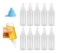 12 Piezas 100ml Botellas de Compresión Pequeñas, Squeeze Bottle, Botella de Salsa, Dispensador de Botellas Exprimir de Plástico con Tapa por Salsa Aceite de Oliva Ketchup Mostaza, con Embudo
