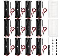 12 Piezas 18650 Soporte de Batería, KUOQIY 1 x 3.7V Caja de Soporte de Batería con Cables, con 2 Piezas Caja de Batería de Plástico y Destornilladores y Tornillos