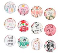 12 Piezas 30 mm Imanes de Nevera, Imanes Decorativos Redondos de Cristal 3D, Pegatinas Magnéticas Amo a mi Mamá, Iman Nevera para Pizarra Blanca Taquilla Cocina Oficina, Regalo para el Día de la Madre