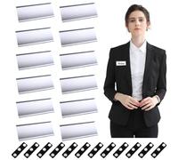 12 Piezas 72 * 32 mm Etiquetas de Identificación Magnéticas de Aluminio con 3 Imanes Nombres Placa Identificacion Identificadores Personales para Ropa, Camisas, Oficina, Hotel, Escuela