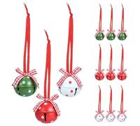 12 Piezas Adornos de Campanas de Navidad,Jingle Bells con Lazos, Decoración para Colgar,Cascabel de Metal Adorno para árbol de Navidad, para Ventanas, Puertas y Fiesta
