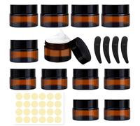 12 Piezas Ámbar Tarros Cosmeticos,Tarros de Crema,Contenedor de Cosméticos Marrón,Tarro de Cristal con Tapa para Cosmetica,Cremas,Velas,Loción,20 ml/30 ml