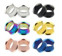 12 Piezas Anillos De Expansión De Oreja, Expansores De Oreja Coloridos, Expansores De Oreja Doblemente Acampanados, Expansores De Oreja Con Perforación Humana, Juegos De Estiramiento De Orejas