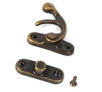 12 piezas Antiguo gancho de pestillo derecho, bisagras de caja pequeñas con tornillos de joyería HASP Captura de bronce vintage para gabinete decorativo (Izquierda)