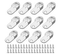 12 Piezas Armario Tubo Almacenamiento Barras de Soporte, Soporte de Riel para Ropa, Soporte para Barra de Armariom con 36 Tornillos, Soporte Lateral para Barra de Armario Oval, Aleación de Aluminio