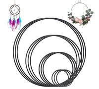 12 Piezas Aros De Metal para Manualidades 5 Cm+10 Cm+15Cm+20 Cm Negro Aro Metalico, Aros para Atrapasueños, Metal Anillos De Atrapasueños para Decoración de Corona de Boda, Artesanía Colgante de Pared
