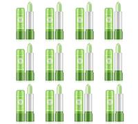 12 Piezas Bálsamo Labial Hidratante, Barras de Labios Hidratante Duradero, Aloe Vera Cuidado de Labios con Cambio de Color Orgánico Bálsamo Labial Brillante Brillo Herramienta de Belleza para Mujeres