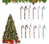 12 piezas Bastón Caramelo con Purpurina Navidad, Adornos navideños, Bastones de caramelo navideños, Colgante Adorno Bastón Decoración Colgante Árbol Navideño