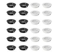 12 Piezas Blanco Rejilla de Ventilación Redonda de Acero Inoxidable y 12 Piezas Negro Redonda Rejilla Ventilacion Muebles Acero Inoxidable Rejilla de Escape para Oficinas(35 mm) (Blanco)