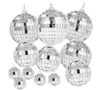 12 Piezas Bola de Espejo, Bolas de Espejo Colgantes Plateadas, Bola de Discoteca,Es Adecuado para La Decoración Ael árbol de Navidad, Fiesta Disco, Decoración del Hogar, (8/6/4/2cm)