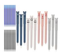 12 Piezas Boligrafos Borrable, 0.5 mm Erasable Gel Pens con 24 Recambios, Bolis Borrables de Animales, Bolígrafos de Gel Borrables, Canetas Apagaveis para Oficina Escuela Papelería Estudiantes