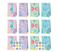 12 Piezas Bolsas de Dulces de Sirena Bolsas de Papel Kraft Impresas Bolsas de Papel Kraft para Dulces para Niños Regalos de Cumpleaños decoraciones de Fiesta-1