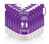 12 Piezas Bolsas de Orina Desechables, 750ml Bolsa de Orina para Viaje en Coche, Bolsa de Inodoro de Emergencia para Hombres Mujeres, Urinario Portatil Hombre para Acampar, Viajar y Atascos de Tráfico