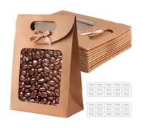 12 Piezas Bolsas de Regalo con Ventana,20x14x7 cm Bolsas de Papel Kraft Pequeñas con Asas,Bolsa de Regalo de Papel con Ventana Transparente,Bolsa de Carton para Regalos para Envasar Dulces,Galletas