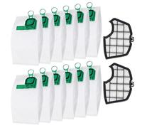 12 Piezas Bolsas para Vorwerk Kobold VK140/ VK150/ FP140 para Aspiradora 2 Piezas Filtros, Accesorios para la Limpieza de Filtros de Aspiradoras, Kit de Accesorios para Vorwerk Kobold Aspiradora