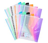 12 Piezas Bolsillos Perforados Expandibles, A4 Carpetas de Plástico, Bolsillos para Documentos A4 con Botón y Etiquetas, Carpetas Transparentes con 11 Agujeros para Escolar Oficina, 6 Colores (A)