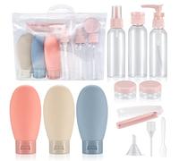 12 Piezas Botellas de Viaje, Contenedores de Viaje, Recipientes de Recargables para Accesorios Champús, Lociones, Cosmético, Gel de Ducha