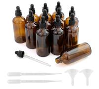 12 Piezas Botellas Pipeta 30 ml con 2 Cuentagotas de plástico 3 ml y 2 Embudo, Botellas Cristal Marrón, Botella Cuentagotas Cristal ámbar,Botella Cuentagotas rellenable