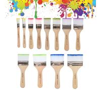 12 Piezas Brocha Plana Pintura, Pinceles Pintura Acrilica Brocha Pintura Barniz Madera Pinceles Acrilico Profesional Cepillo de Pintura para Acuarela Arte Bricolaje, Paredes, Tintes, Barnices