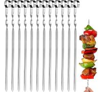 12 Piezas Brochetas Planas para Barbacoa de Acero Inoxidable, Pinchos para Barbacoa Reutilizables y Resistentes, Ideal para Parrilla, Pinchitos, Pinchos Morunos y BBQ, 45cm