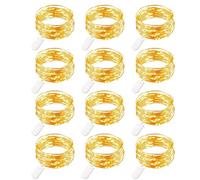 12 Piezas Cadena de Luces con Pilas, 20 LEDs Micro Alambre de Cobre Guirnaldas Luces, 2M Luces de Hadas para Navidad Fiesta Hogar Bodas Interiores Exteriores Fiestas DIY Decoración, Blanco Cálido