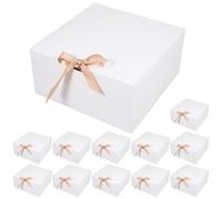 12 Piezas Caja con Tapa Tipo Concha de Papel Kraft para Obsequio | Diseño Clásico y Ligero, Acabado Atractivo, Adecuado para Embalaje de Cumpleaños y Propuestas