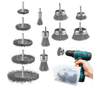 12 Piezas Cepillo Alambre Taladro, Cepillo Alambre para Taladro 6 MM, Quita Oxido Meta con Caja Almacenamiento, para Máquinas Rectificadoras, Eliminación de Oxido, Pintura, Rebabas
