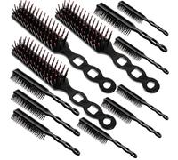 12 Piezas Cepillo de Masaje para Cabello Rizado, Mango Largo | Desenredo sin Tirones, Diseño Aire y Púas Mixtas, para Cabello Largo y Húmedo