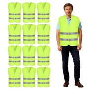 12 piezas Chalecos reflectantes para coche, chaleco de seguridad verde, chaleco de seguridad ligero, chaleco reflectante de seguridad para hombres y mujeres, trabajo de emergencia de tráfico, correr y