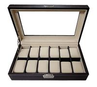 12 piezas CHOCOLATE marrón piel sintética hombres reloj de almacenamiento organizador caso pantalla para Relojes