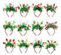 12 piezas Christmas Hair Bands, Elastic Decorative Headbands, Fun Moose Themed Headbands, Seasonal Family Celebration Accessories 8.9x8.66" for New Year, Role Play, Celebration