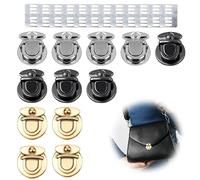 12 Piezas Cierres para Bolsos, Cierre para Bolso de Ganchillo, Carteras de Cuero para Accesorios Hardware Carteras Embragues DIY Artesanías, con 12 espaciadores(Oro, Plata y Negro)