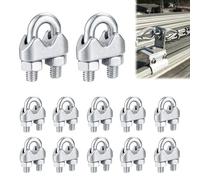 12 Piezas Clip de Cuerda de Alambre Inoxidable 304, M6 Abrazadera de Cuerda de Alambre, Perno En U Sujetacables de Acero Wire Rope Clips, para Tendederos, Toldos, Cuerdas