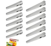 12 Piezas Clips para Bolsas, Pinzas Metálicas, Pinzas de Cierre 6 Grandes & 6 Pequeñas Clips de Alimentos Acero Inoxidable, Pinzas Reutilizables, Cierre de Bolsas para Cocina, Café, Pan, Camping