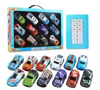 12 Piezas Coches Juguete, Coches para Niños, Mini Racers Cars Juguetes, Metalicos Tire hacia Atrás Coche Coches de Carreras de Inercia, Mini Cars Plásticos para Niños Mayores de 3 Años