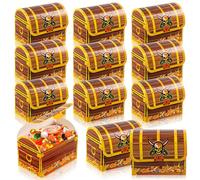 12 Piezas Cofre del Tesoro Pirata, Piratas Cajitas Cofre Tesoro de Papel, Mini Cofres del Tesoro Pirata, Caja Regalo para Fiesta Pirata, Cofres de Fiesta de Cumpleaños para Niños, Halloween Decoración