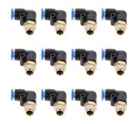 12 Piezas Conector en Ángulo Recto de Aire 1/8' Negro | Alta Resistencia y Sellado Firme, Aleación de Zinc Niquelada, O-ring Importado, para Tubo y Compresor