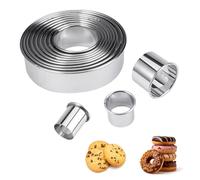 12 Piezas Cortadores de Galletas Redondos 2.4-11.2cm Cortapastas Redondo, Moldes Galletas, Moldes Rosquillas de Acero Inoxidable, Cortador Galletas, Molde Galletas para Donuts Pastel Cookie Fondant