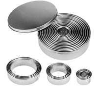 12 Piezas Cortadores de Galletas Redondos, Cortador de Galletas de Acero Inoxidable con Caja de Almacenaje, Molde Galletas Redondas Diferentes Tamaños, para Galletas, Donuts, Pastel, Cookie, Fondant