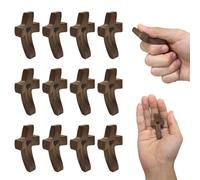 12 piezas Cruces de madera "Cross My Heart", pequeñas cruces cristianas de madera para oraciones de bolsillo, fe y aliento, regalo para Pascua, bautizo, Navidad, decoración y alivio del estrés