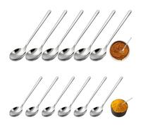 12 Piezas Cucharas de café de acero inoxidable de 7,5/10,4 cm, cucharillas pequeñas y cucharillas pequeñas, Plata