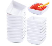 12 Piezas Cuencos Cuadrados para Salsas de Porcelana, 7.5x7.5x3 cm - Aptos para Aperitivos, Postres, Sushi, Snacks, Frutas - Diseño Apilable, Fácil Almacenamiento (Blanco Puro)