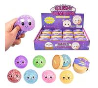 12 piezas de 1 caja de masa con cesta de vapor, juguete antiestrés, brillo Squishy Bola de masa misteriosa, Slow Rising Bao Bun bala antiestrés para niños y adultos, color aleatorio (12 unidades+cara)