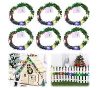 12 piezas de accesorios de Wichtelhaus, guirnalda de luces LED para casa de muñecas, guirnalda de 252 cm de ratán artificial, accesorios de glorieta, decoración navideña, cadena de luces en miniatura