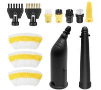 12 piezas de Accesorios para Kärcher Limpiadores a Vapor, Incluyendo Cepillo Redondo, Cepillo Plano, Boquilla, Paños de Microfibra, para Karcher SC1 SC2 SC3 SC4 SC5