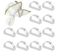 12 Piezas de Anillos para Servilletas, Servilleteros Individuales de Elegante Semicírculo, Servilletas de Metal de la Mesa/Banquete de Boda/Fiesta/Aniversario (Plateado)